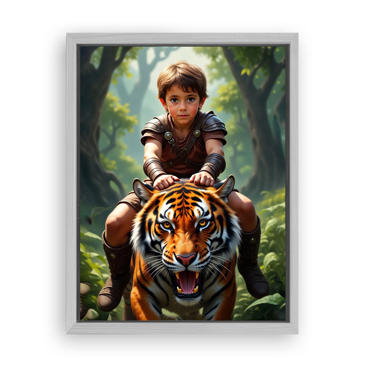 Save 33% When You Add A Frame To Your 18x24 'The Tiger Rider' Canvas Now