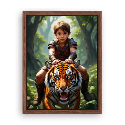 Save 33% When You Add A Frame To Your 12x16 'The Tiger Rider' Canvas Now