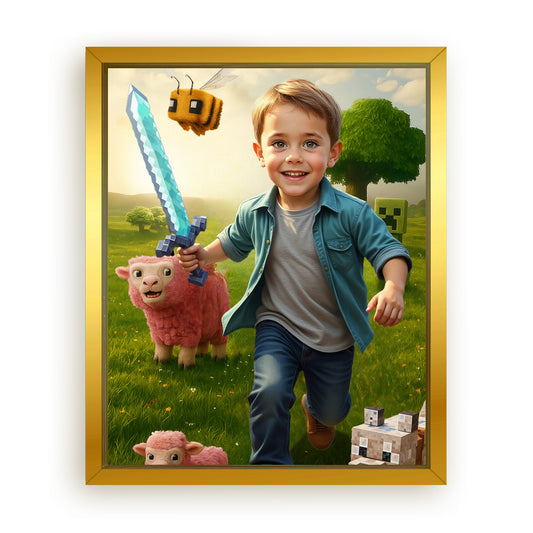 Save 33% When You Add A Frame To Your 16x20 'The Minecraft Kid' Canvas Now