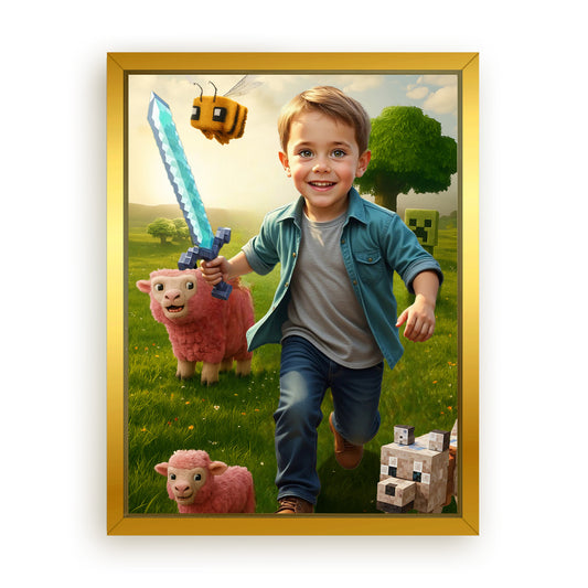 Save 33% When You Add A Frame To Your 12x16 'The Minecraft Kid' Canvas Now
