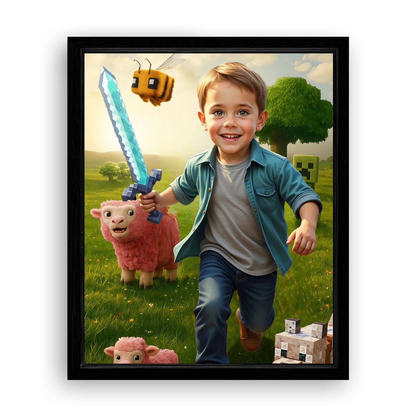 Save 33% When You Add A Frame To Your 16x20 'The Minecraft Kid' Canvas Now