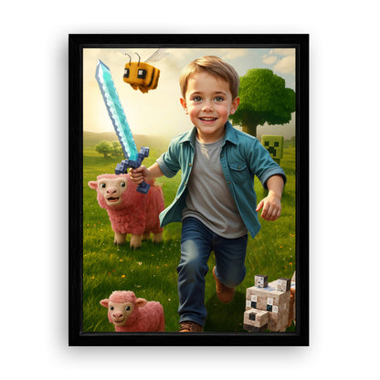 Save 33% When You Add A Frame To Your 12x16 'The Minecraft Kid' Canvas Now