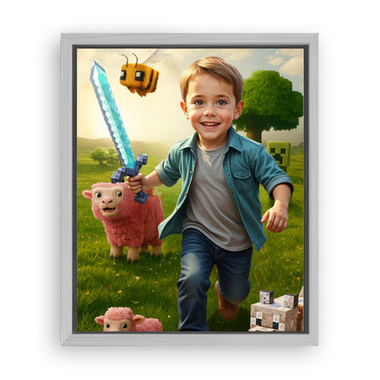 Save 33% When You Add A Frame To Your 10x08 'The Minecraft Kid' Canvas Now