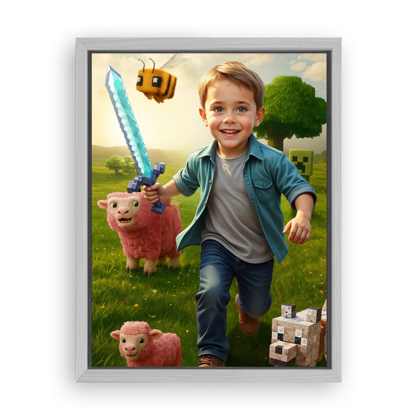 Save 33% When You Add A Frame To Your 18x24 'The Minecraft Kid' Canvas Now