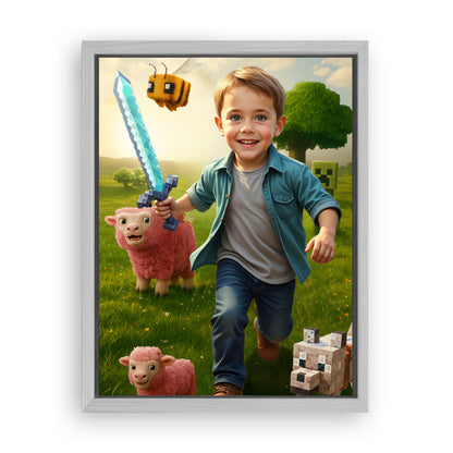 Save 33% When You Add A Frame To Your 18x24 'The Minecraft Kid' Canvas Now
