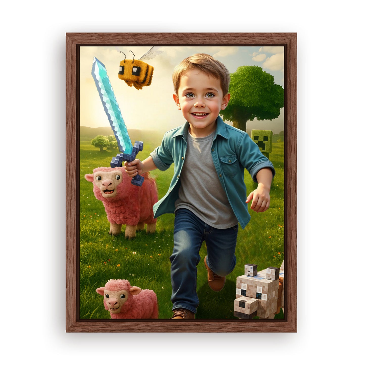 Save 33% When You Add A Frame To Your 18x24 'The Minecraft Kid' Canvas Now