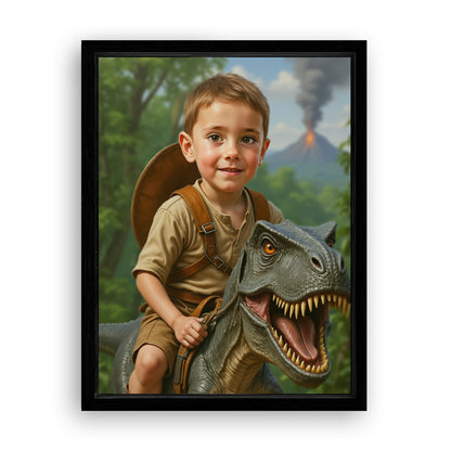 Save 33% When You Add A Frame To Your 18x24 'The Dino Rider' Canvas Now