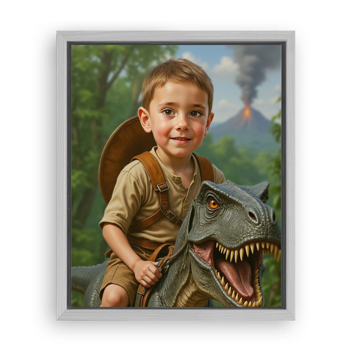 Save 33% When You Add A Frame To Your 16x20 'The Dino Rider' Canvas Now