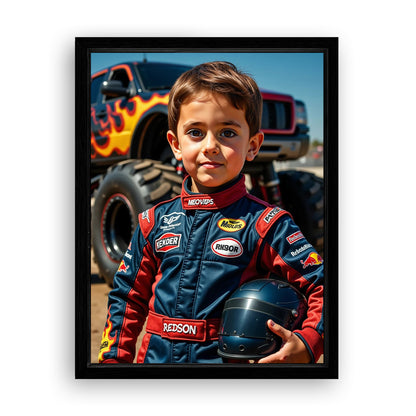 Save 33% When You Add A Frame To Your 12x16 'The Monster Racer' Canvas Now