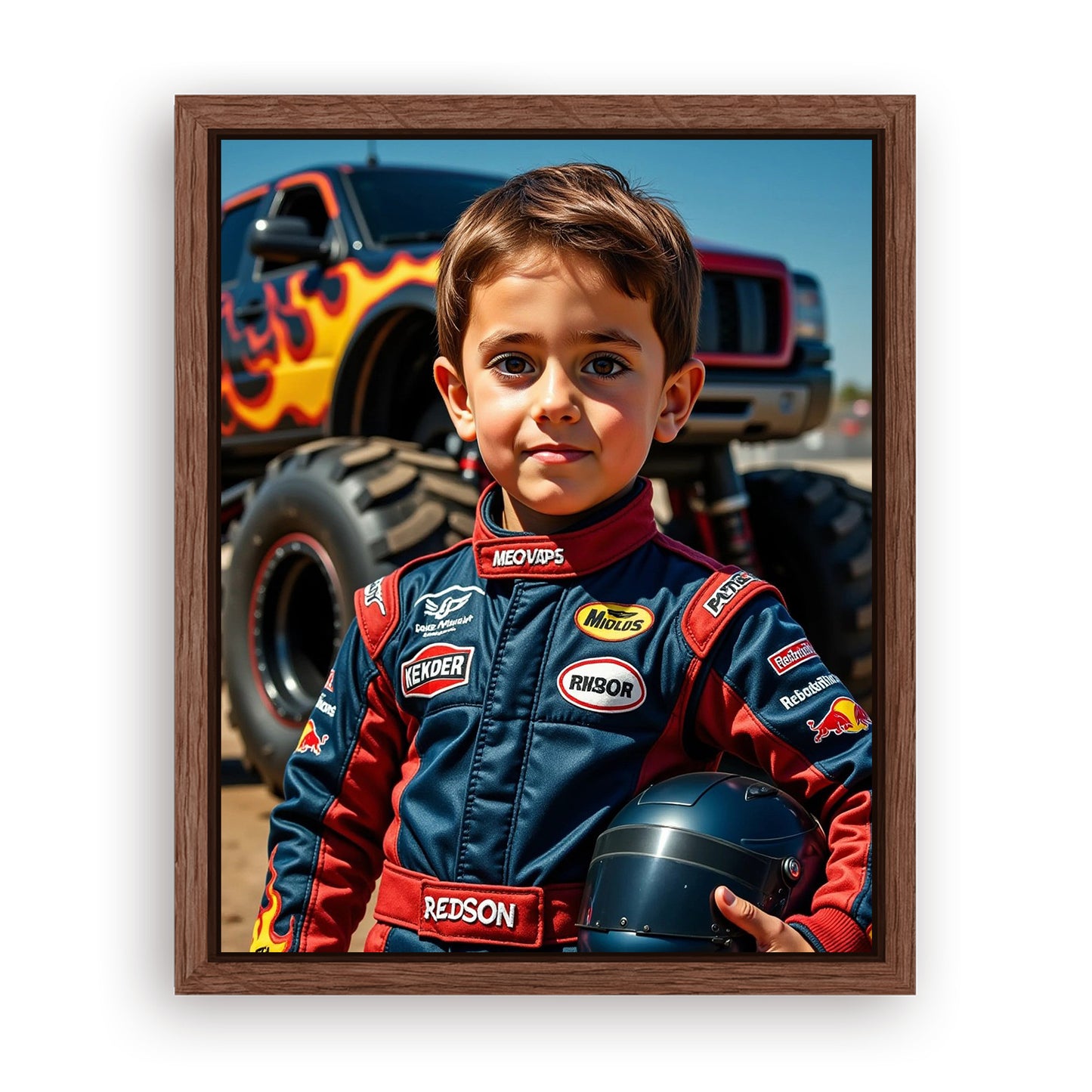 Save 33% When You Add A Frame To Your 10x08 'The Monster Racer' Canvas Now