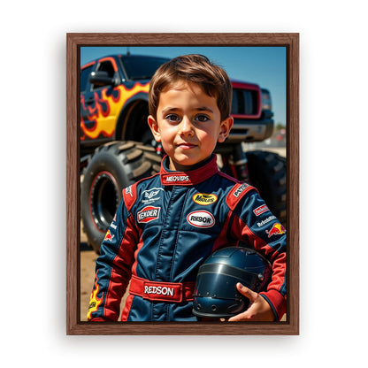 Save 33% When You Add A Frame To Your 12x16 'The Monster Racer' Canvas Now