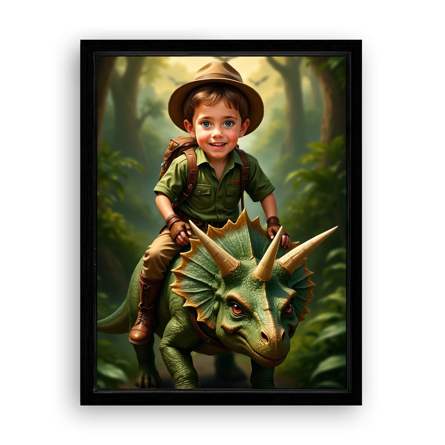 Save 33% When You Add A Frame To Your 12x16 'The Dinosaur' Canvas Now