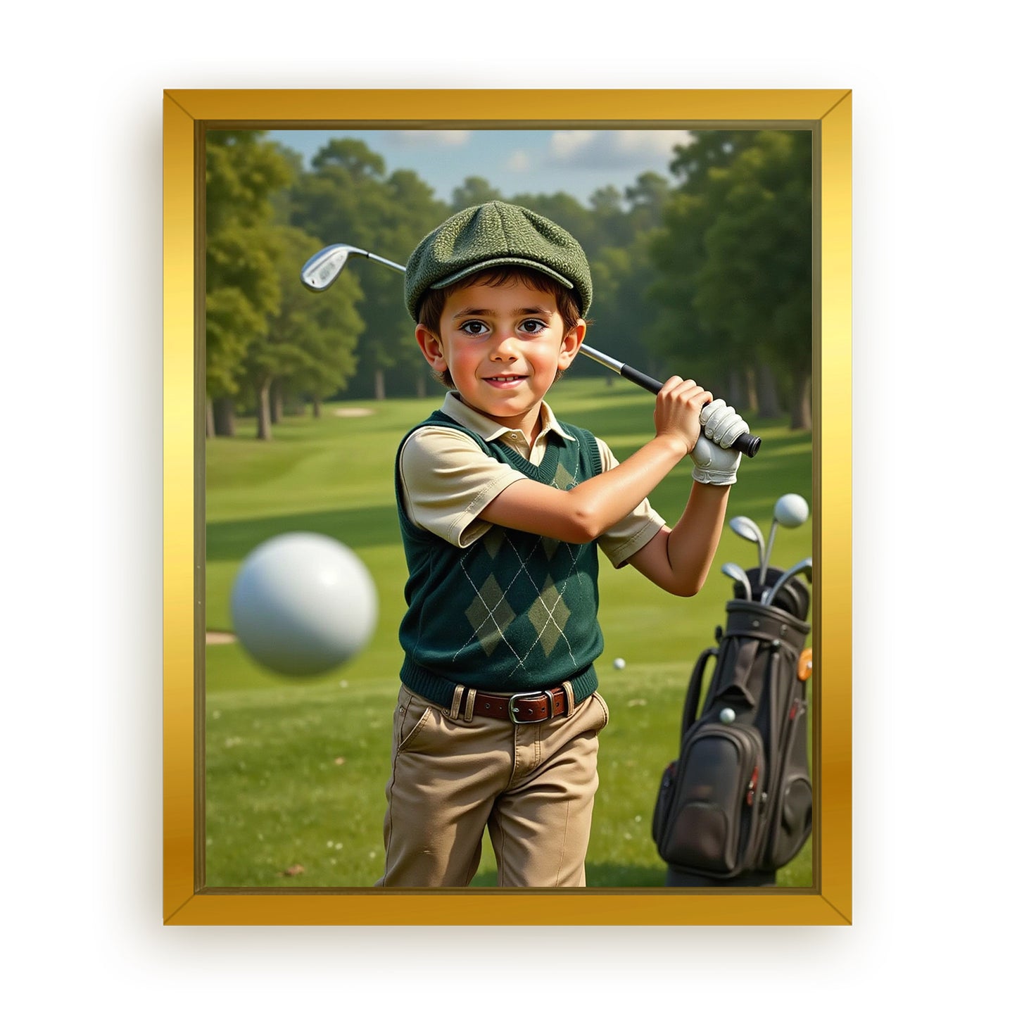 Make Your 16x20 Inches 'The Little Golfer' Canvas Even More Special, Add a Beautiful Premium Frame & Make It Truly Gift-Ready!