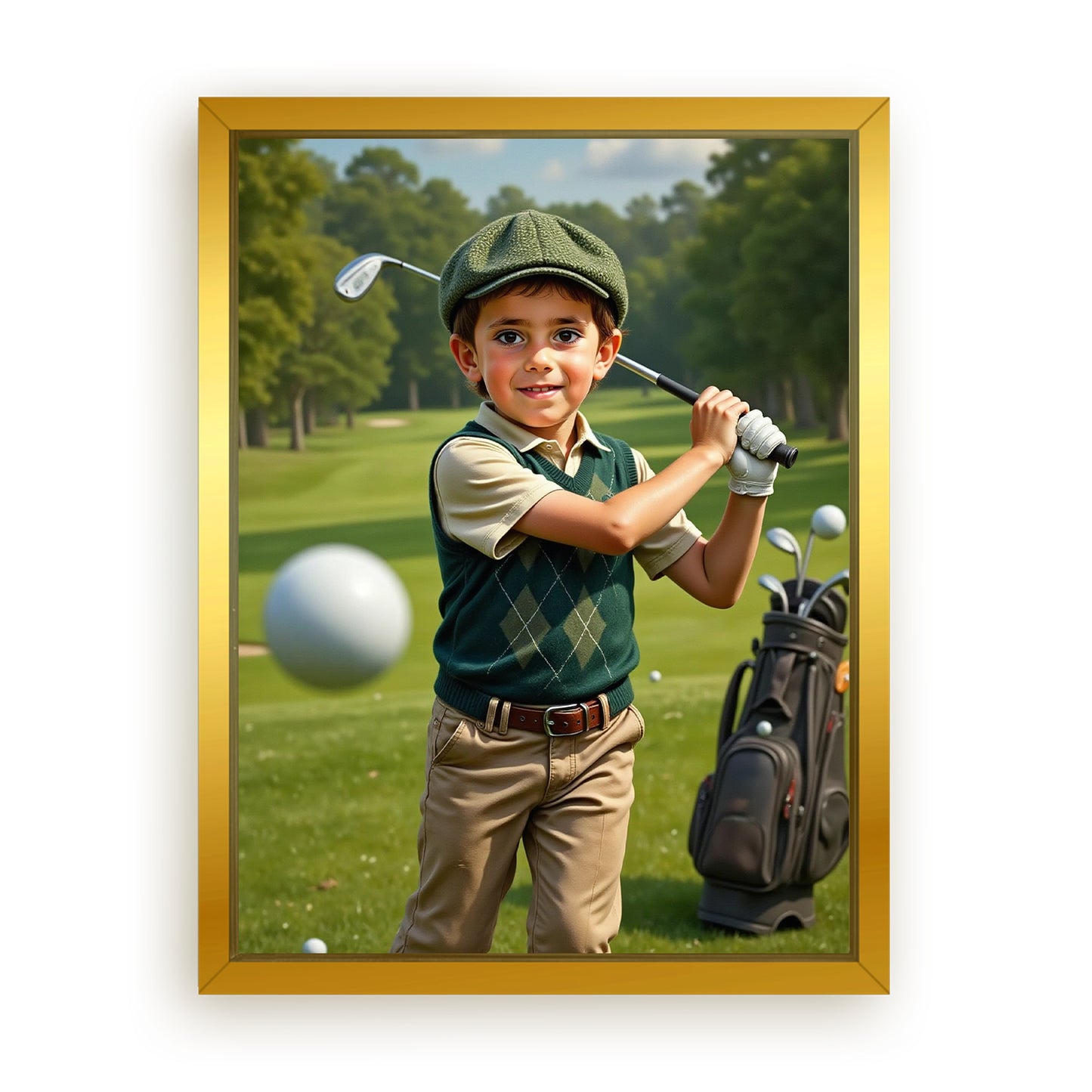 Make Your 12x16 Inches 'The Little Golfer' Canvas Even More Special, Add a Beautiful Premium Frame & Make It Truly Gift-Ready!
