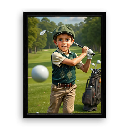 Make Your 18x24 Inches 'The Little Golfer' Canvas Even More Special, Add a Beautiful Premium Frame & Make It Truly Gift-Ready!