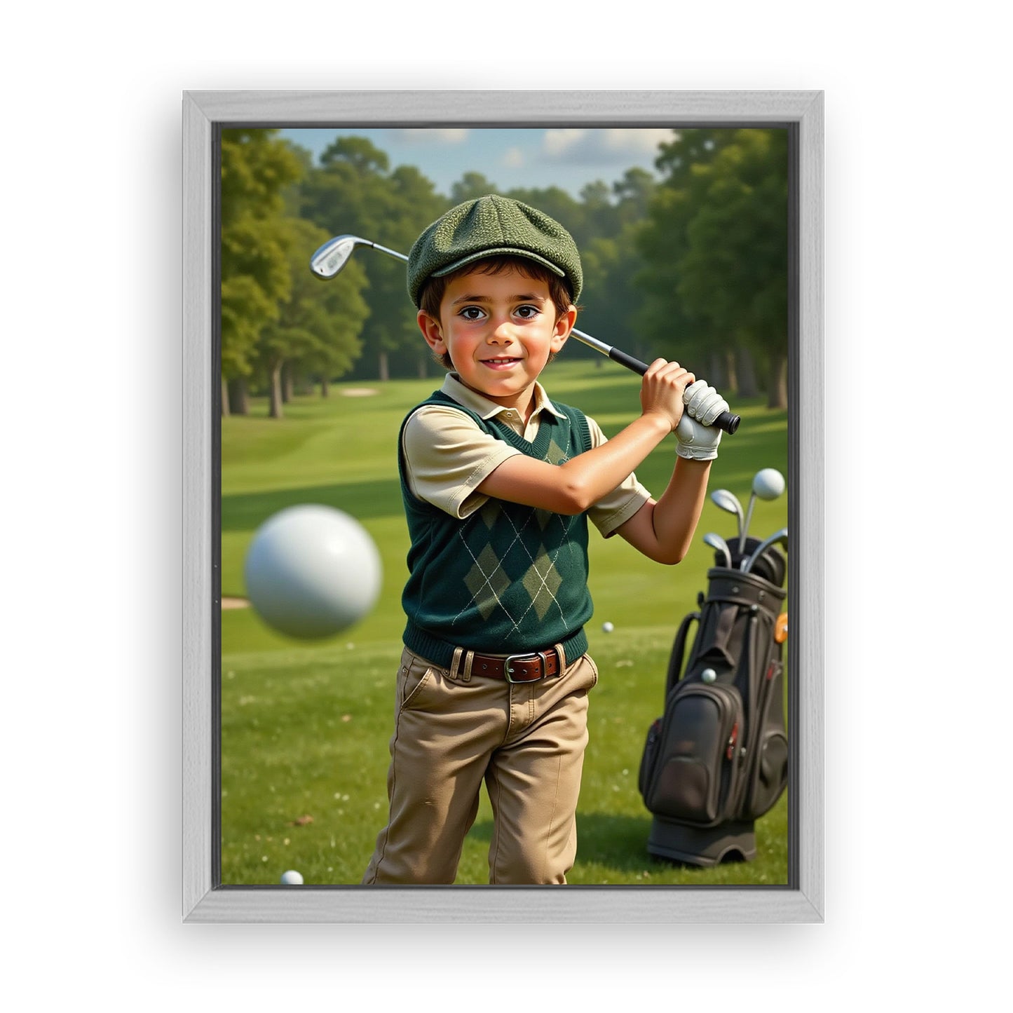 Make Your 12x16 Inches 'The Little Golfer' Canvas Even More Special, Add a Beautiful Premium Frame & Make It Truly Gift-Ready!