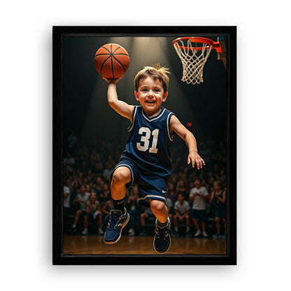 Save 33% When You Add A Frame To Your 12x16 'The Basketball Player' Canvas Now
