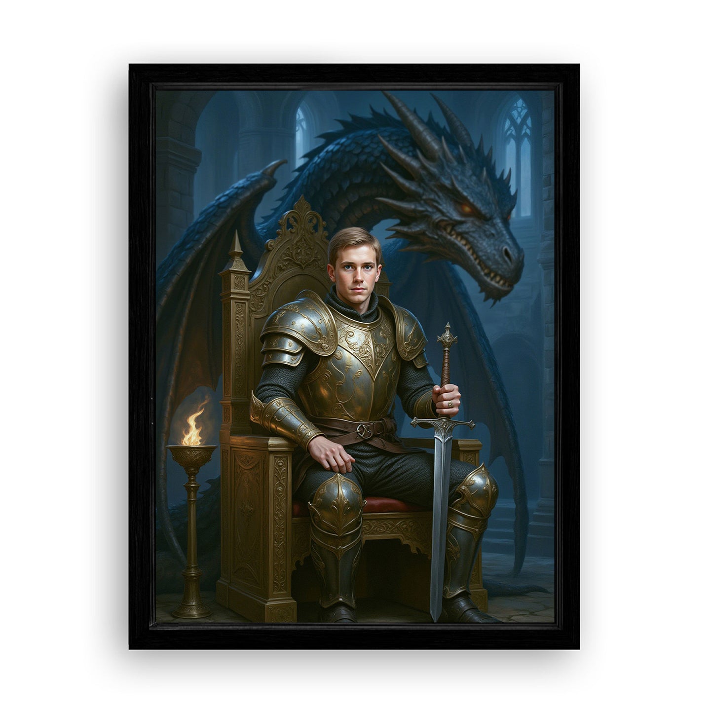 Save 33% When You Add A Frame To Your 12x16 'The Fireborn Dragon King' Canvas Now