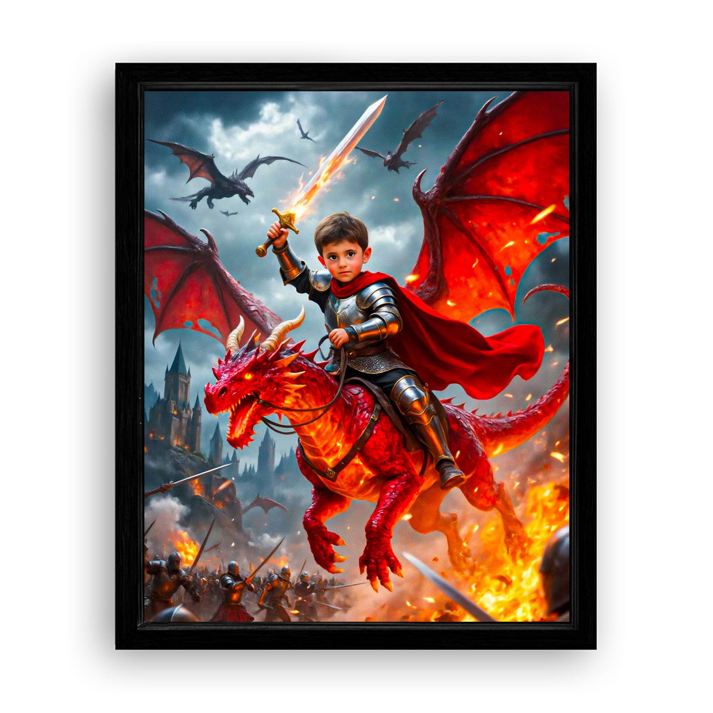 Save 33% When You Add A Frame To Your 16x20 'The Dragon Knight' Canvas Now