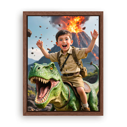 Save 33% When You Add A Frame To Your 12x16 'The Dino Adventurer' Canvas Now