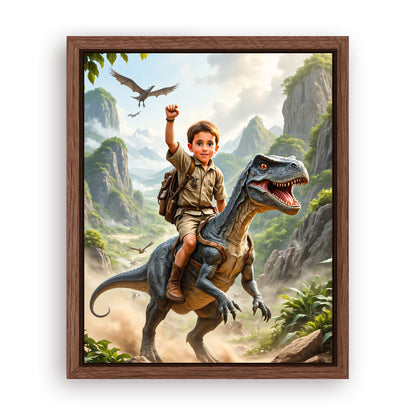 Save 33% When You Add A Frame To Your 16x20 'The Dino Tamer' Canvas Now
