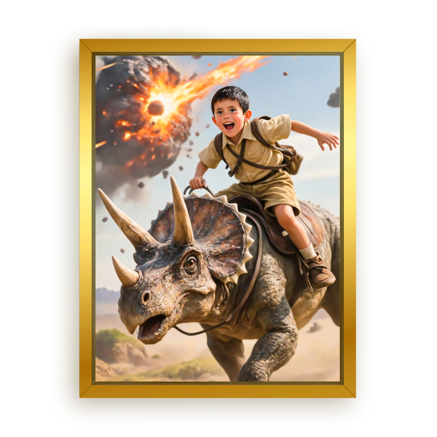 Make Your 12x16 Inches 'The Triceratops Patrol' Canvas Even More Special, Add a Beautiful Premium Frame & Make It Truly Gift-Ready!