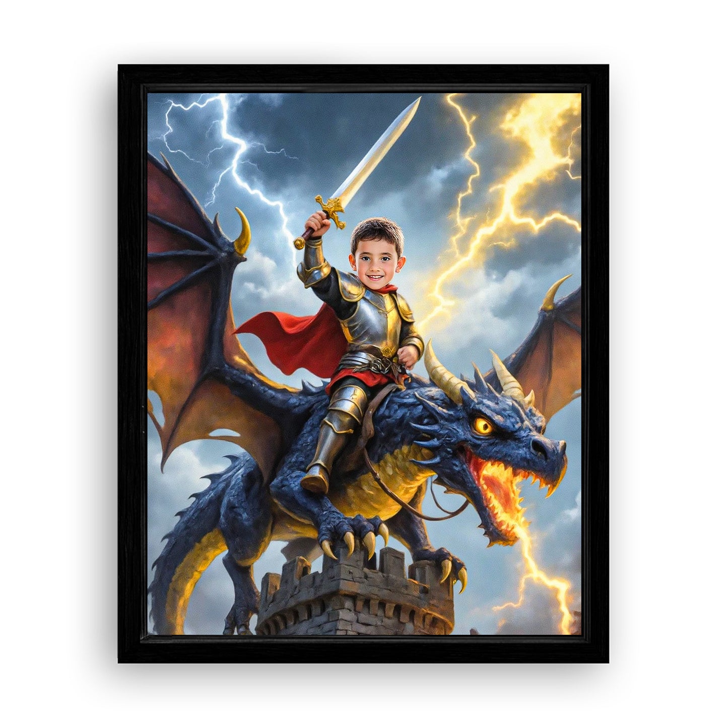 Save 33% When You Add A Frame To Your 16x20 'The Storm Dragon Knight' Canvas Now