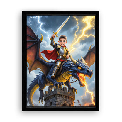 Save 33% When You Add A Frame To Your 12x16 'The Storm Dragon Knight' Canvas Now
