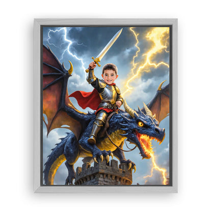 Save 33% When You Add A Frame To Your 10x08 'The Storm Dragon Knight' Canvas Now