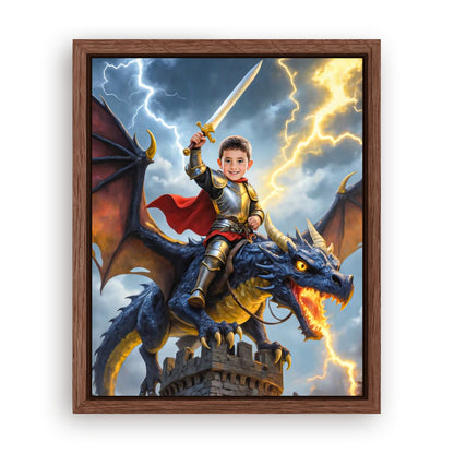 Save 33% When You Add A Frame To Your 10x08 'The Storm Dragon Knight' Canvas Now