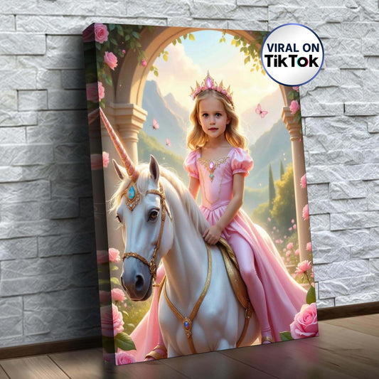 La princesse à la licorne dans son royaume fleuri