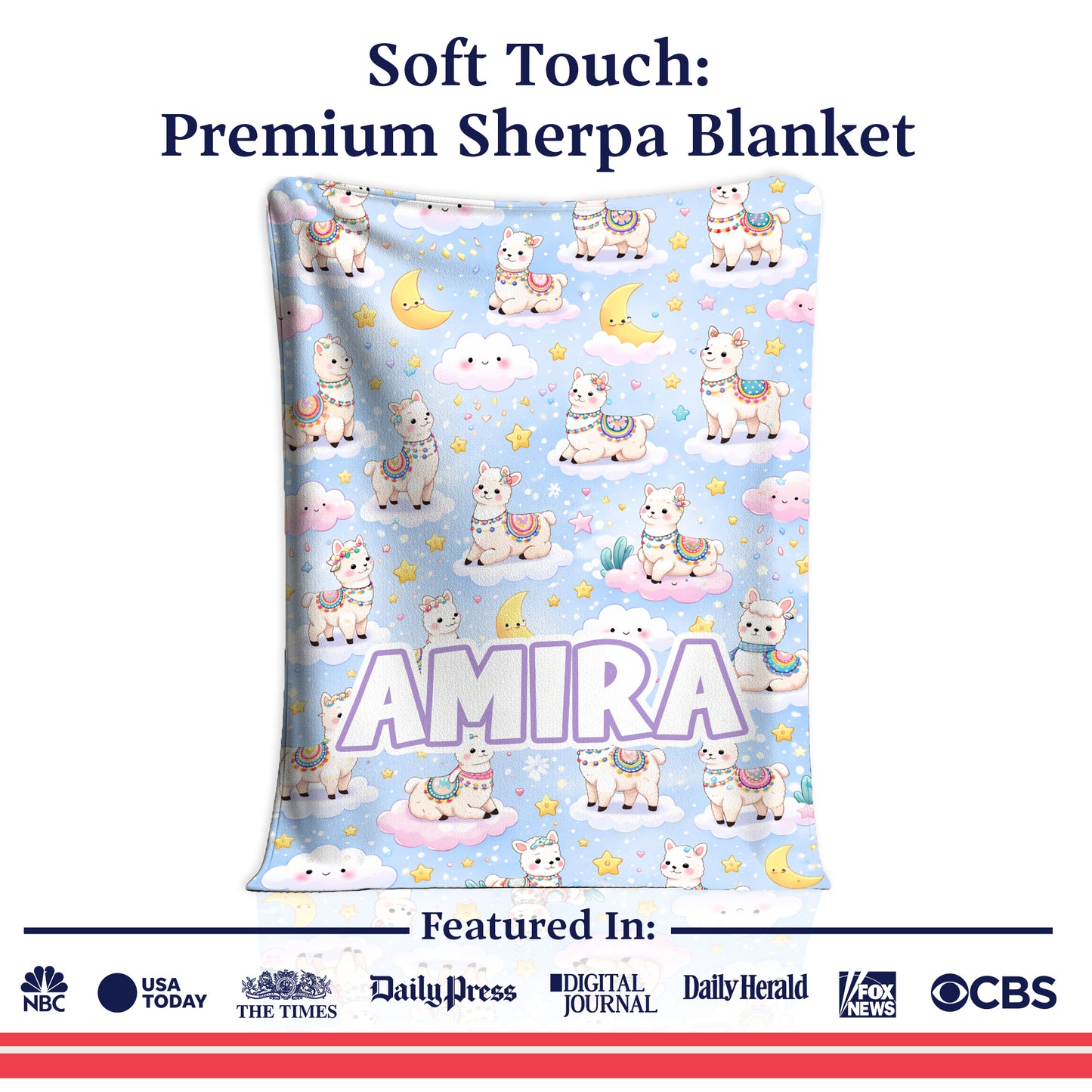 Personalized Llama Blanket for Kids