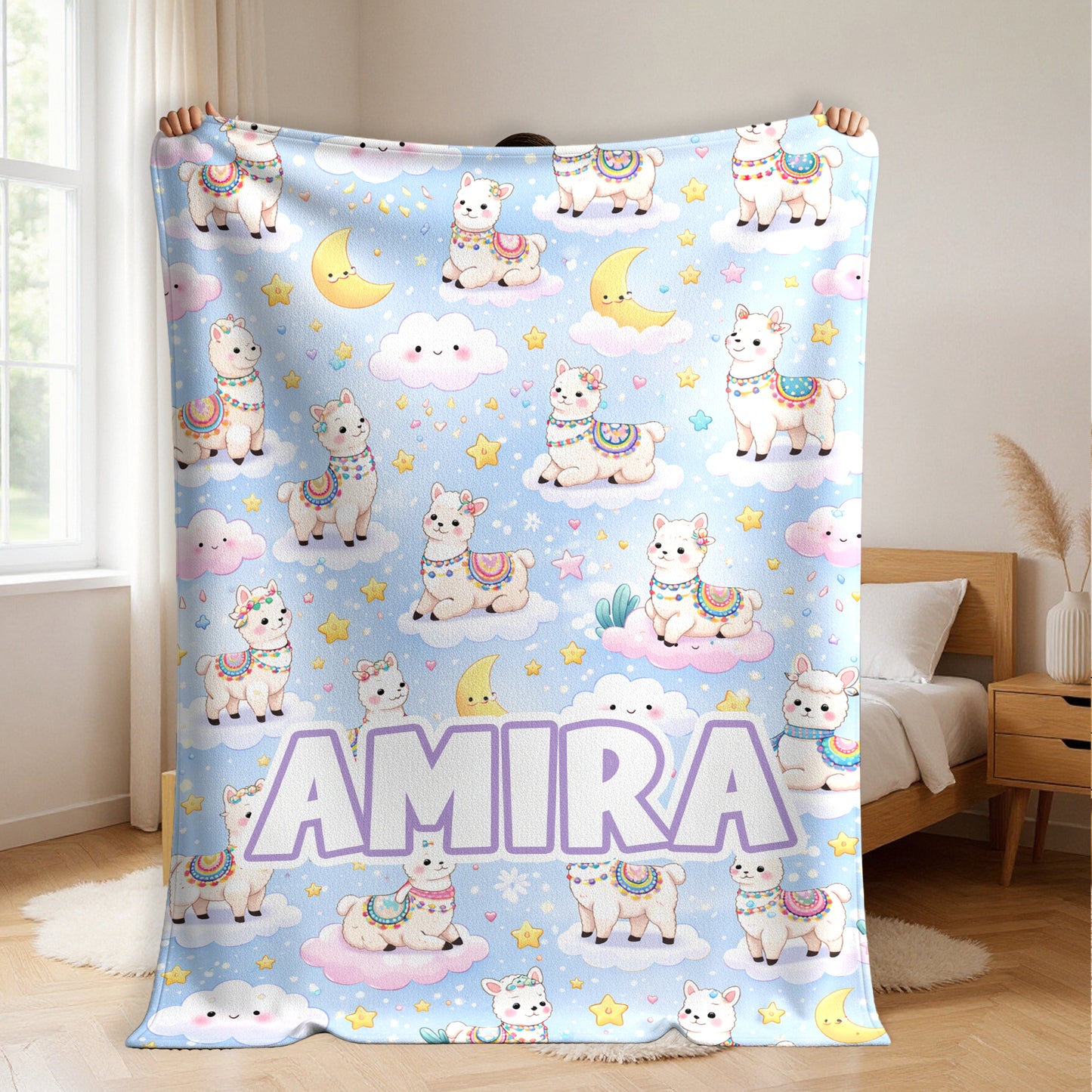Personalized Llama Blanket for Kids