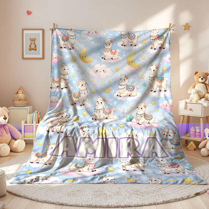 Personalized Llama Blanket for Kids