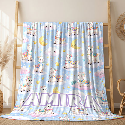 Personalized Llama Blanket for Kids
