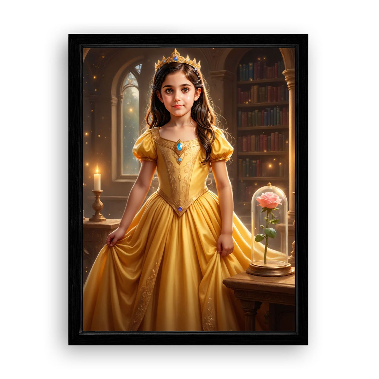 Save 40% When You Add A Frame To Your 12x16 'The Beauty and the Enchanted Rose' Canvas Now
