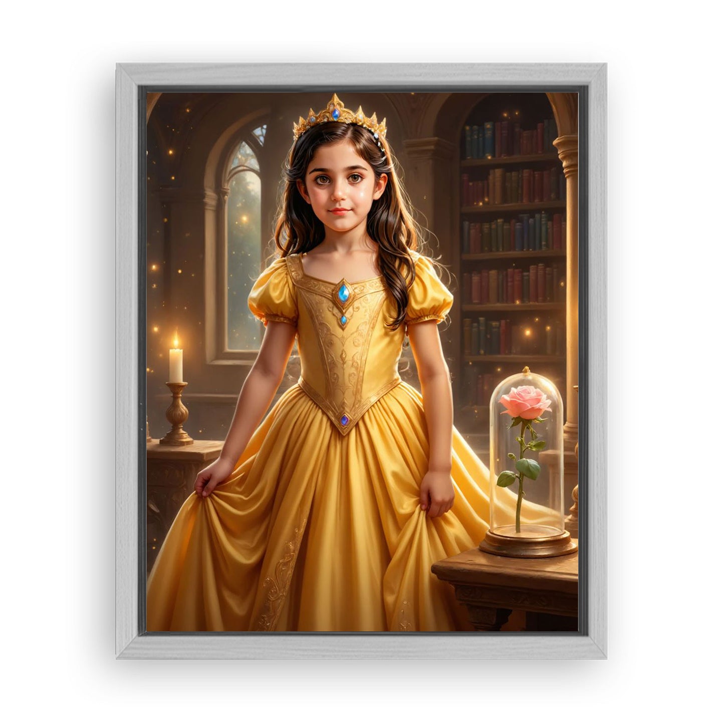 Save 33% When You Add A Frame To Your 16x20 'The Beauty and the Enchanted Rose' Canvas Now